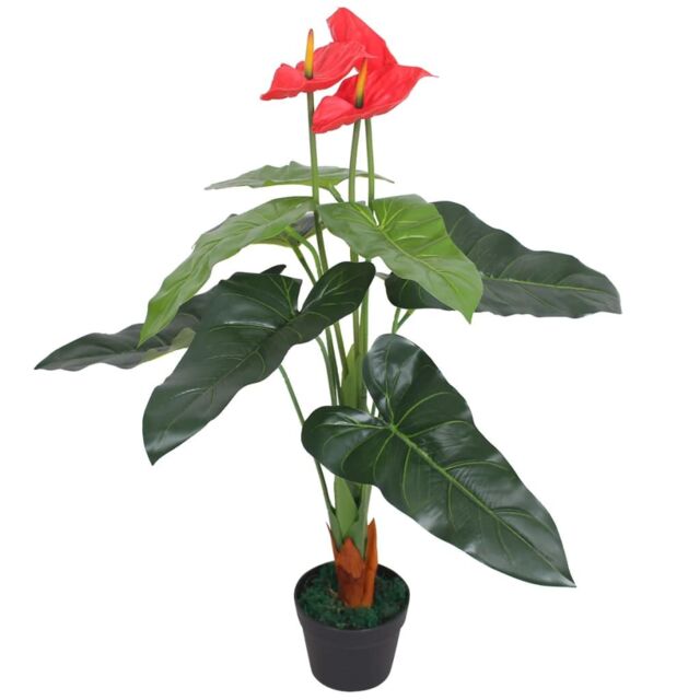 Berkfield Home Artificial Anthurium Plant with Pot 90 cm Red & Yellow - image 1
