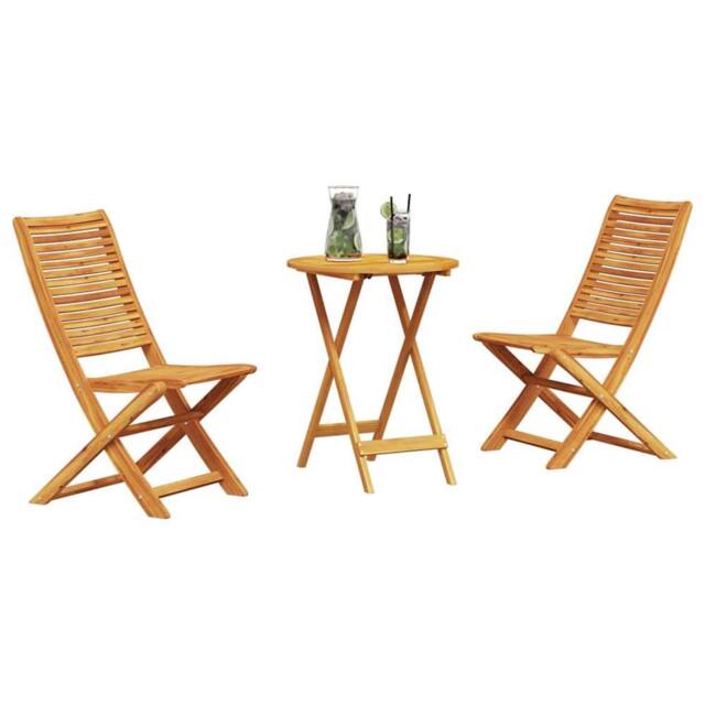 Berkfield Home Sturdy 3 Piece Folding Bistro Set - Solid Acacia Wood in Brown - image 1