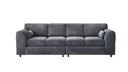Snugg Furniture UK Limited Raven Plush Velvet 4 Seater Corner Sofa in Grey - thumbnail 4