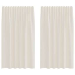 Berkfield Home Voile Curtains with Rod Pockets 2 pcs Cream - thumbnail 3