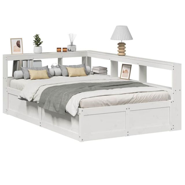Berkfield Home Bookcase Bed without Mattress White 140x190cm Solid Wood Pine - Size: 140x190 cm - image 1