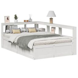 Berkfield Home Bookcase Bed without Mattress White 140x190cm Solid Wood Pine - Size: 140x190 cm - thumbnail 1