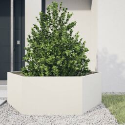 Berkfield Home Garden Planter White Hexagon 138x120x45 cm Steel - Size: 138 x 120 x 45 cm