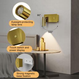 Harper Living Wall Spotlights Brass, antique gold Magnetic LED Rechargeable Wall Light - thumbnail 4
