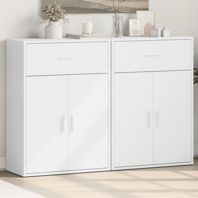 Berkfield Home Sideboards 2 pcs White 60x30x84 cm Engineered Wood - Size: 60 x 30 x 84 cm - image 1