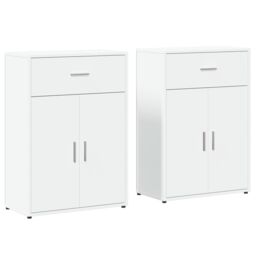 Berkfield Home Sideboards 2 pcs White 60x30x84 cm Engineered Wood - Size: 60 x 30 x 84 cm - thumbnail 2
