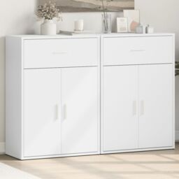 Berkfield Home Sideboards 2 pcs White 60x30x84 cm Engineered Wood - Size: 60 x 30 x 84 cm - thumbnail 1