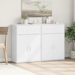 Berkfield Home Sideboards 2 pcs White 60x30x84 cm Engineered Wood - Size: 60 x 30 x 84 cm - thumbnail 3