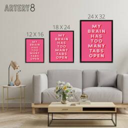 "Artery8 My Brain Has Too Many Tabs Open Pink Funny Black Framed Canvas Art - Size: W12"" x H16""" - thumbnail 4