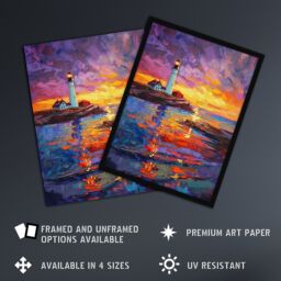 "Artery8 Seaside Sunset St Mary's Lighthouse Whitley Bay Wall Art Print - Size: W18"" x H24""" - thumbnail 2