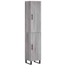 Berkfield Home Highboard Grey Sonoma 34.5x34x180 cm Engineered Wood - thumbnail 1