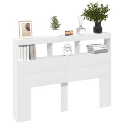 Berkfield Home Headboard Cabinet with LED White 140x17x102 cm - Size: 140 x 17 x 102 cm - thumbnail 5