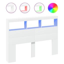 Berkfield Home Headboard Cabinet with LED White 140x17x102 cm - Size: 140 x 17 x 102 cm - thumbnail 1