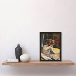 Artery8 Toulouse Lautrec Framed Wall Art Print Waiting at the Studio in Brown - Size: A3 - thumbnail 2