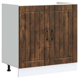 Berkfield Home Sink Base Cabinet Lucca Smoked Oak Engineered Wood in Brown - thumbnail 2