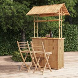 Berkfield Home 3 Piece Bar Set Bamboo in Brown