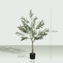 Havendro 2 Pack Indoor Artificial Plants, Faux Potted Silk Olive in Green - thumbnail 2