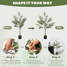 Havendro 2 Pack Indoor Artificial Plants, Faux Potted Silk Olive in Green - thumbnail 4