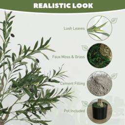 Havendro 2 Pack Indoor Artificial Plants, Faux Potted Silk Olive in Green - thumbnail 5