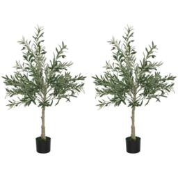 Havendro 2 Pack Indoor Artificial Plants, Faux Potted Silk Olive in Green - thumbnail 1