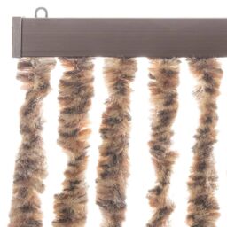 Berkfield Home Fly Curtain Beige & Dark Brown 100x220 cm Chenille - thumbnail 4