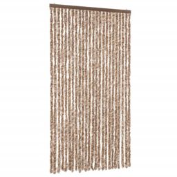 Berkfield Home Fly Curtain Beige & Dark Brown 100x220 cm Chenille - thumbnail 2