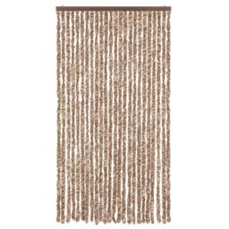Berkfield Home Fly Curtain Beige & Dark Brown 100x220 cm Chenille - thumbnail 3