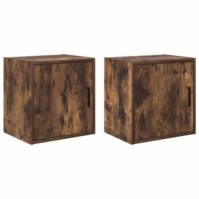 Berkfield Home Garage Wall Cabinets 2 pcs Smoked Oak Engineered Wood in Brown - image 1