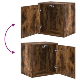 Berkfield Home Garage Wall Cabinets 2 pcs Smoked Oak Engineered Wood in Brown - thumbnail 9