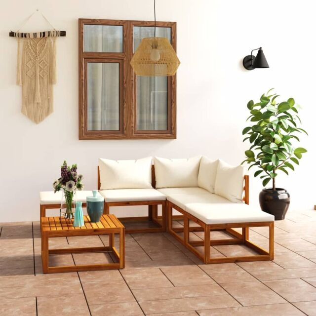 Berkfield Home 6 Piece Garden Lounge Set with Cushions Solid Wood Acacia (UK/IE/FI/NO only) in Brown - image 1