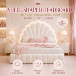 Matteo Women's 3FT Single Ottoman Storage Bed - Velvet Princess Shell Headboard in Beige - thumbnail 7