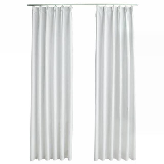 Berkfield Home Blackout Curtains with Hooks 2 pcs Off-White 140x175 cm in White - image 1