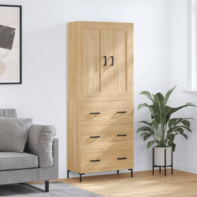 Berkfield Home Highboard Sonoma Oak 69.5x34x180 cm Engineered Wood in Brown - image 1