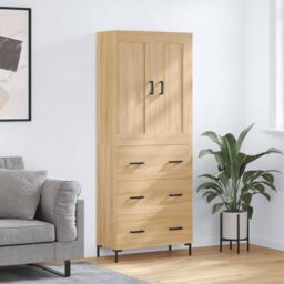 Berkfield Home Highboard Sonoma Oak 69.5x34x180 cm Engineered Wood in Brown - thumbnail 1
