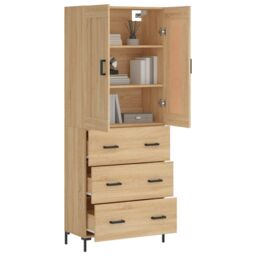 Berkfield Home Highboard Sonoma Oak 69.5x34x180 cm Engineered Wood in Brown - thumbnail 3