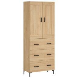 Berkfield Home Highboard Sonoma Oak 69.5x34x180 cm Engineered Wood in Brown - thumbnail 2
