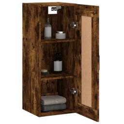 Berkfield Home Wall Mounted Cabinet Smoked Oak 34.5x34x90 cm Engineered Wood in Brown - thumbnail 5