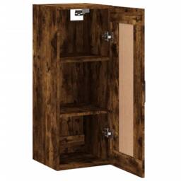 Berkfield Home Wall Mounted Cabinet Smoked Oak 34.5x34x90 cm Engineered Wood in Brown - thumbnail 6