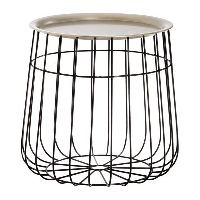 Orsina Silver & Black Wire Detail Side Table, Contemporary Round Table With Recessed Top, Perfect for Small Spaces - image 1