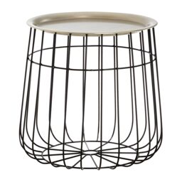 Orsina Silver & Black Wire Detail Side Table, Contemporary Round Table With Recessed Top, Perfect for Small Spaces - thumbnail 1