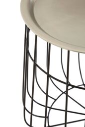 Orsina Silver & Black Wire Detail Side Table, Contemporary Round Table With Recessed Top, Perfect for Small Spaces - thumbnail 3