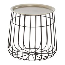 Orsina Silver & Black Wire Detail Side Table, Contemporary Round Table With Recessed Top, Perfect for Small Spaces - thumbnail 2
