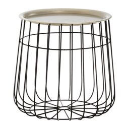 Orsina Silver & Black Wire Detail Side Table, Contemporary Round Table With Recessed Top, Perfect for Small Spaces - thumbnail 5