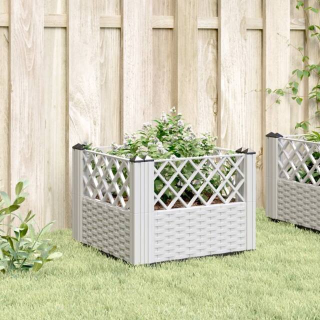 Berkfield Home Beautiful Garden Planter with Pegs White 43.5x43.5x43.5 cm PP - image 1
