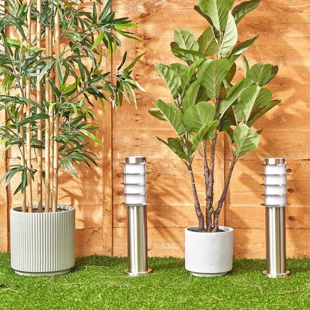 ValueLights Wharf Stainless Steel Outdoor 450mm Ground Post Bollard Light in Silver - image 1