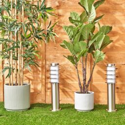 ValueLights Wharf Stainless Steel Outdoor 450mm Ground Post Bollard Light in Silver