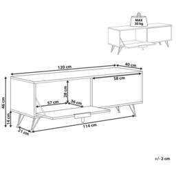 Wyld and Coco TV Stand for 55-inch TV - Light Wood and Black Metal Cabinets in Brown - thumbnail 3