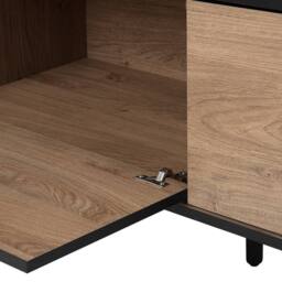 Wyld and Coco TV Stand for 55-inch TV - Light Wood and Black Metal Cabinets in Brown - thumbnail 8
