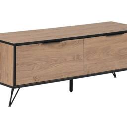 Wyld and Coco TV Stand for 55-inch TV - Light Wood and Black Metal Cabinets in Brown - thumbnail 2