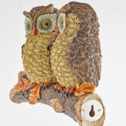 mysmartbuy Baby Owls Branch Hanger Ornament - Weatherproof Resin Hand Painted Outdoor Garden Novelty Hanging Decoration - H23 x W20 x D10cm in Brown - thumbnail 3